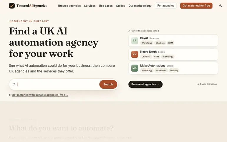 Screenshot of the TrustedAIAgencies homepage